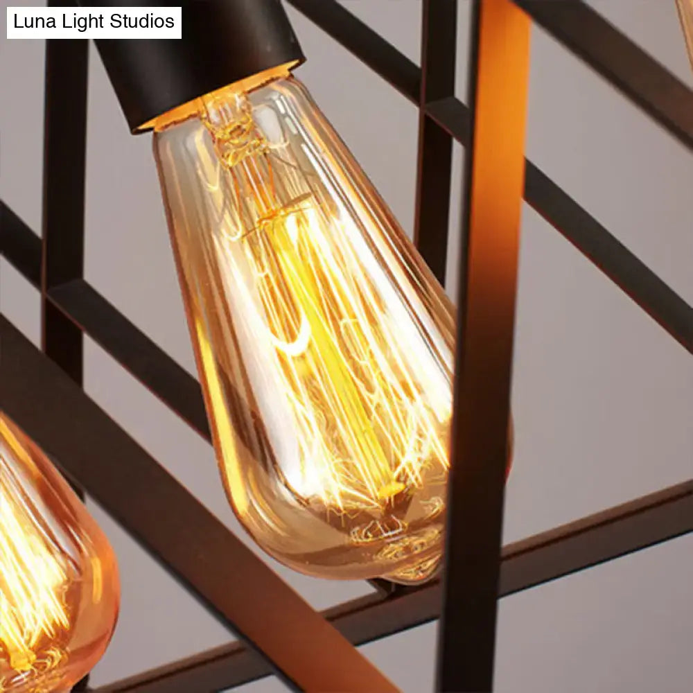 Warm-toned clear glass filament bulb with black metal base in DecorBites suspension pendant light for dining room