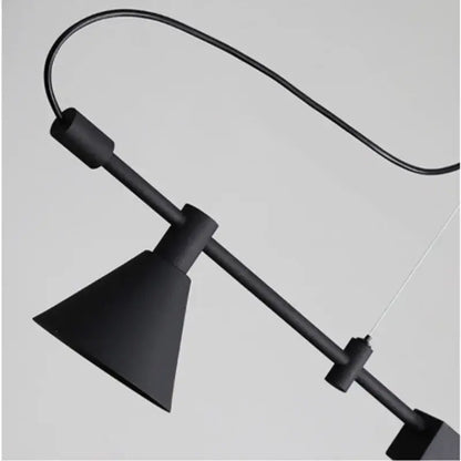 Decorbites black nordic designer chandelier featuring a black matte industrial pendant light with a conical shade