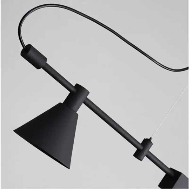 Decorbites black nordic designer chandelier featuring a black matte industrial pendant light with a conical shade