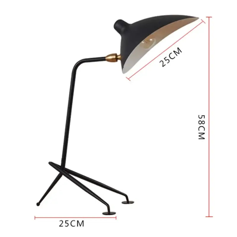 Black metal decorbites black nordic floor lamp with gold finish interior and tripod base for living room use