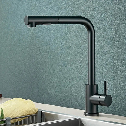Decorbites black pull kitchen faucet with matte finish modern design and dual mode pull-down spout