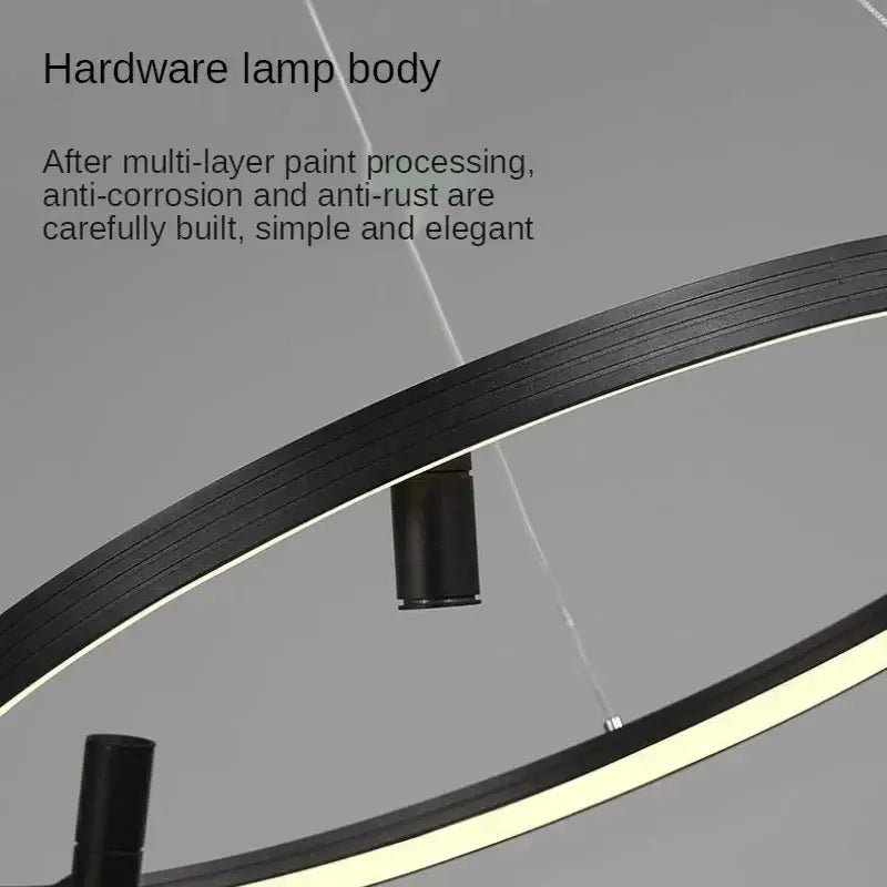 Decorbites black round combo chandelier with sleek black circular hardware lamp body and multi-layer paint finish
