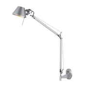 Silver articulated wall light with sleek adjustable arm and conical shade in decorbites black silver rotatable design