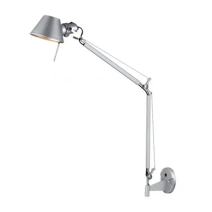 Silver articulated wall light with sleek adjustable arm and conical shade in decorbites black silver rotatable design