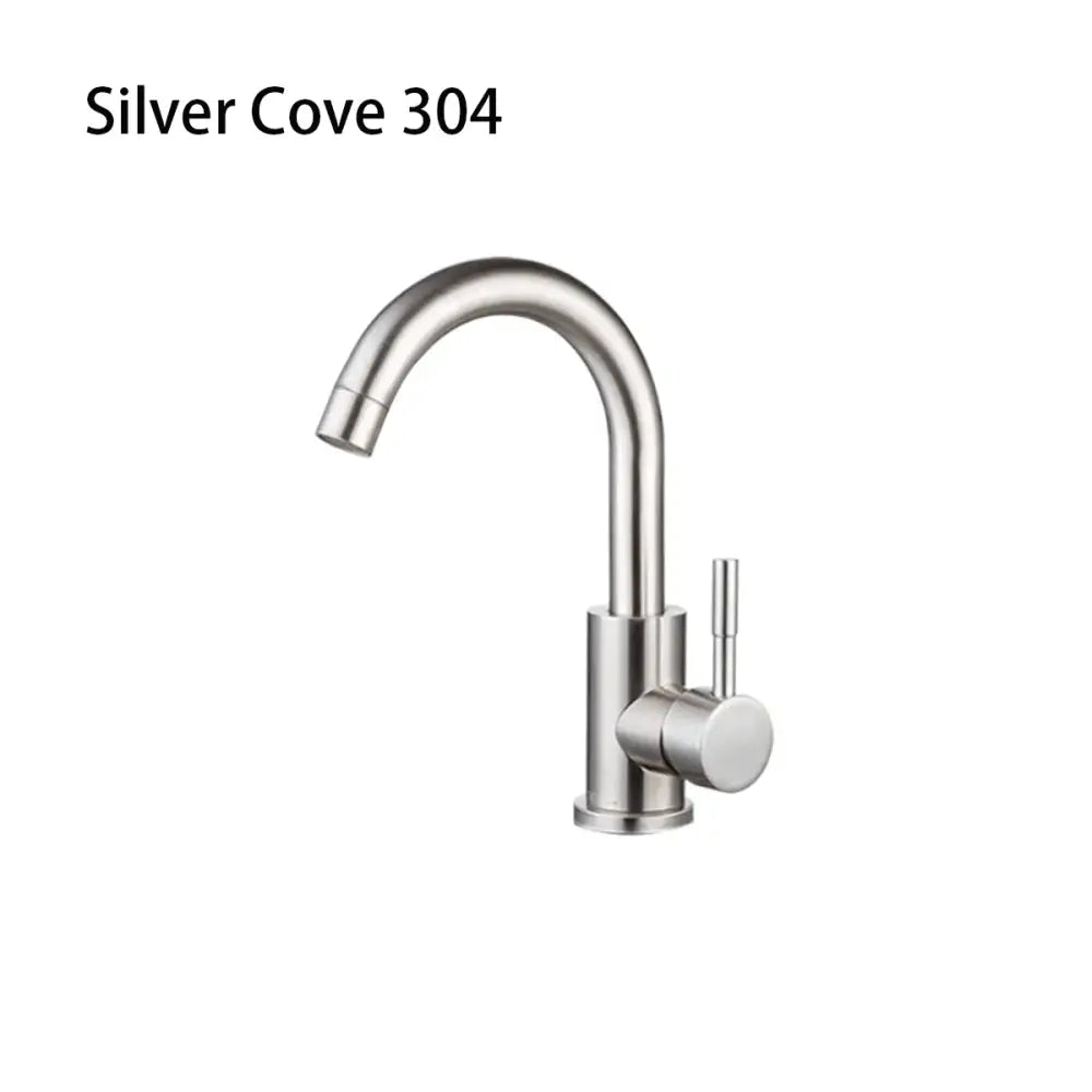 Decorbites™ black stainless steel bathroom faucet single handle with silver cove 304 curved spout stainless steel alta calidad