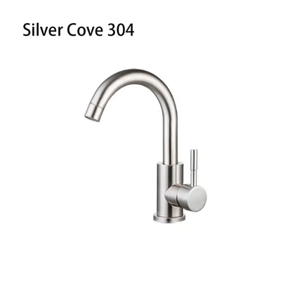 Decorbites™ black stainless steel bathroom faucet single handle with silver cove 304 curved spout stainless steel alta calidad