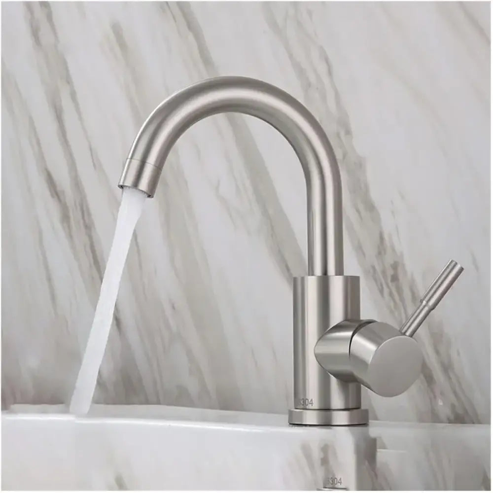 Modern brushed stainless steel kitchen faucet with sleek curved spout single lever handle alta calidad duradero y práctico