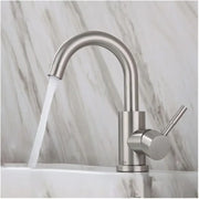 Modern brushed stainless steel kitchen faucet with sleek curved spout single lever handle alta calidad duradero y práctico