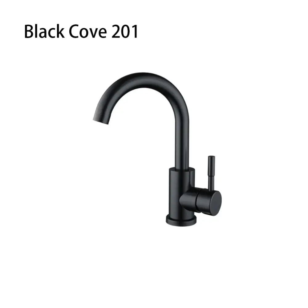 Decorbites™ black stainless steel bathroom faucet with matte black finish and modern curved spout, alta calidad y duradero y práctico