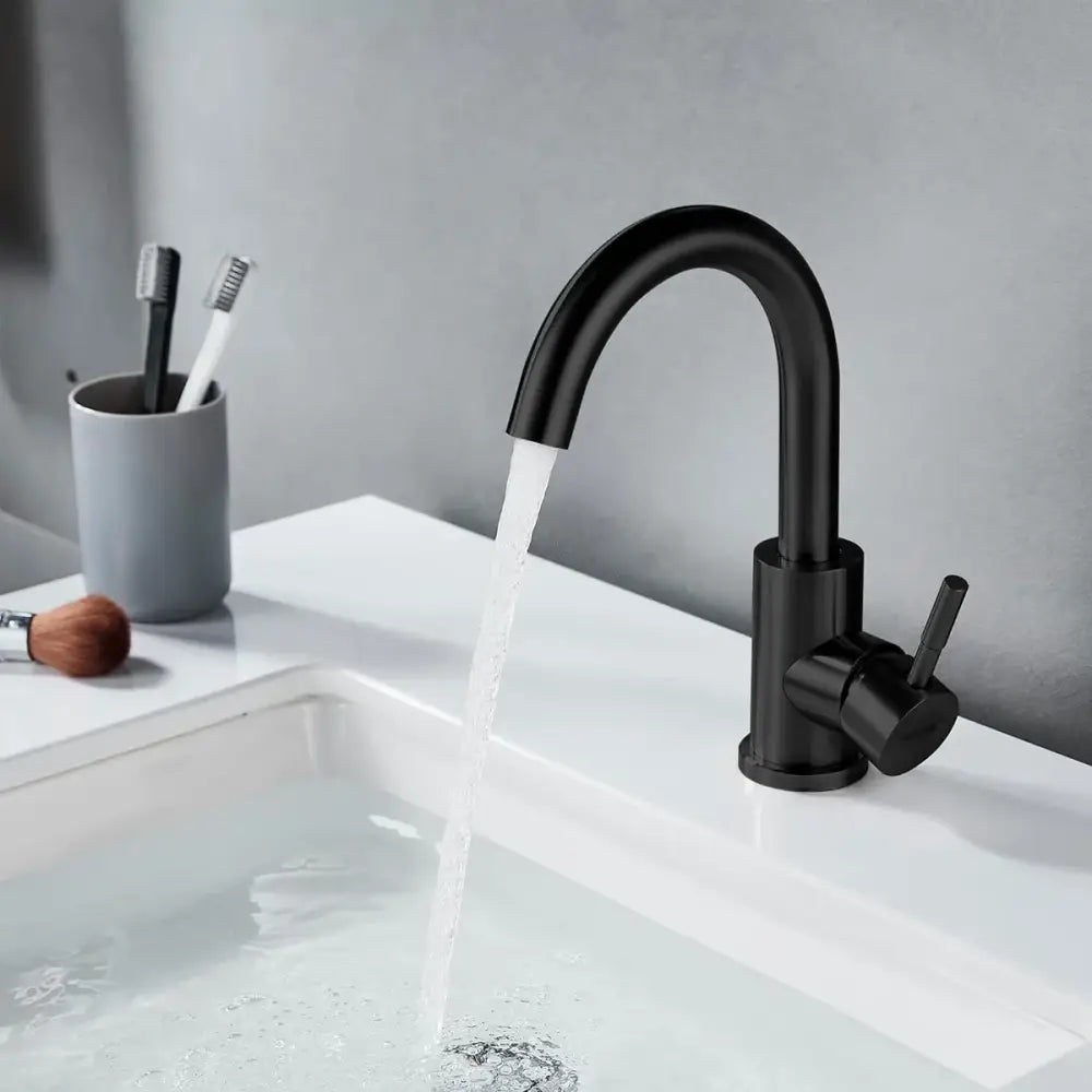 Decorbites™ black stainless steel bathroom faucet single handle with black matte finish alta calidad duradero y práctico