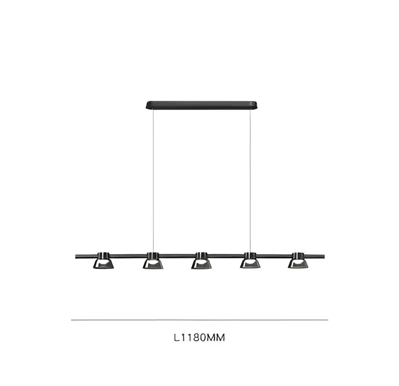 Decorbites black strip chandelier 5 light living room pendant light with modern black linear adjustable spotlights