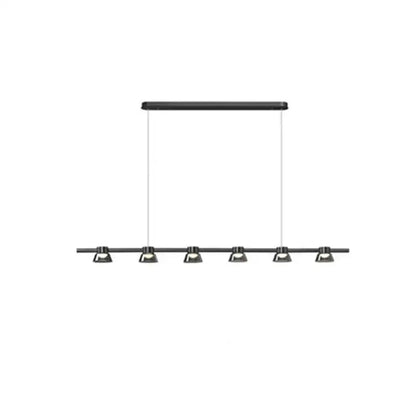 Decorbites black strip chandelier with six adjustable spotlights in black modern pendant light for living room use