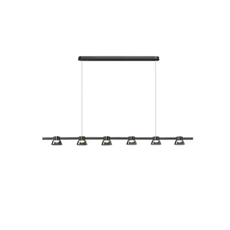 Decorbites black strip chandelier with six adjustable spotlights in black modern pendant light for living room use