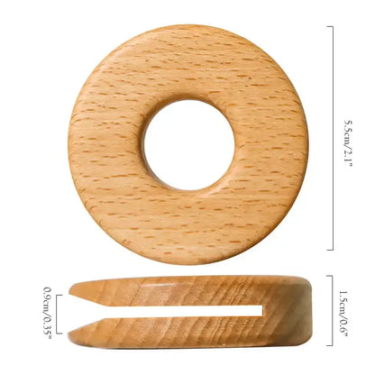 Light-colored wooden decorbites black walnut donuts bag clip with smooth natural wood grain and central hole for sealing