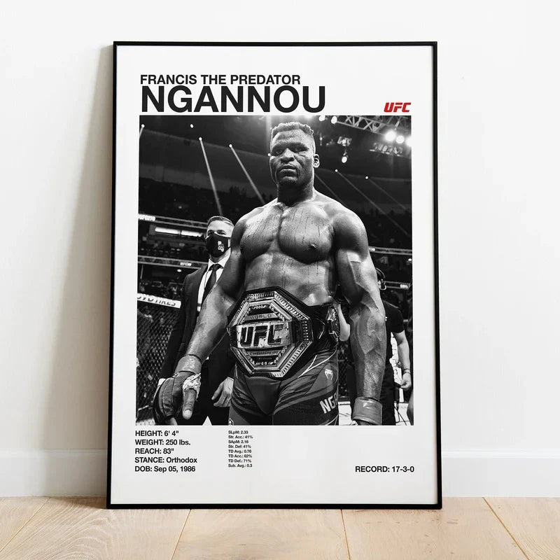 Black & White UFC Canvas Print for Gym Decor - 5 / 50x70cm No Frame - Posters