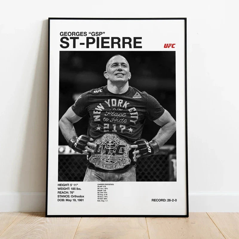 Black & White UFC Canvas Print for Gym Decor - 10 / 50x70cm No Frame - Posters