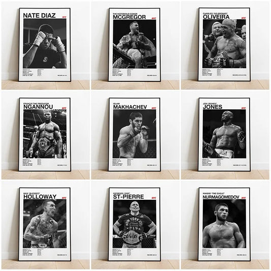Black & White UFC Canvas Print for Gym Decor - Posters