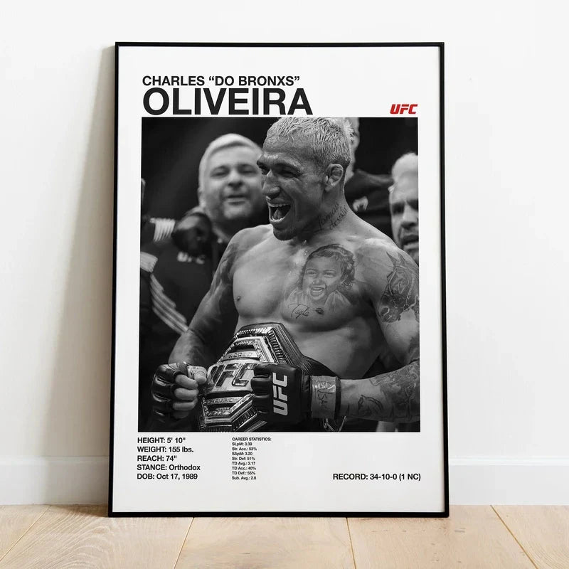 Black & White UFC Canvas Print for Gym Decor - 7 / 50x70cm No Frame - Posters