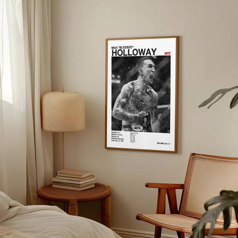 Black & White UFC Canvas Print for Gym Decor - Posters