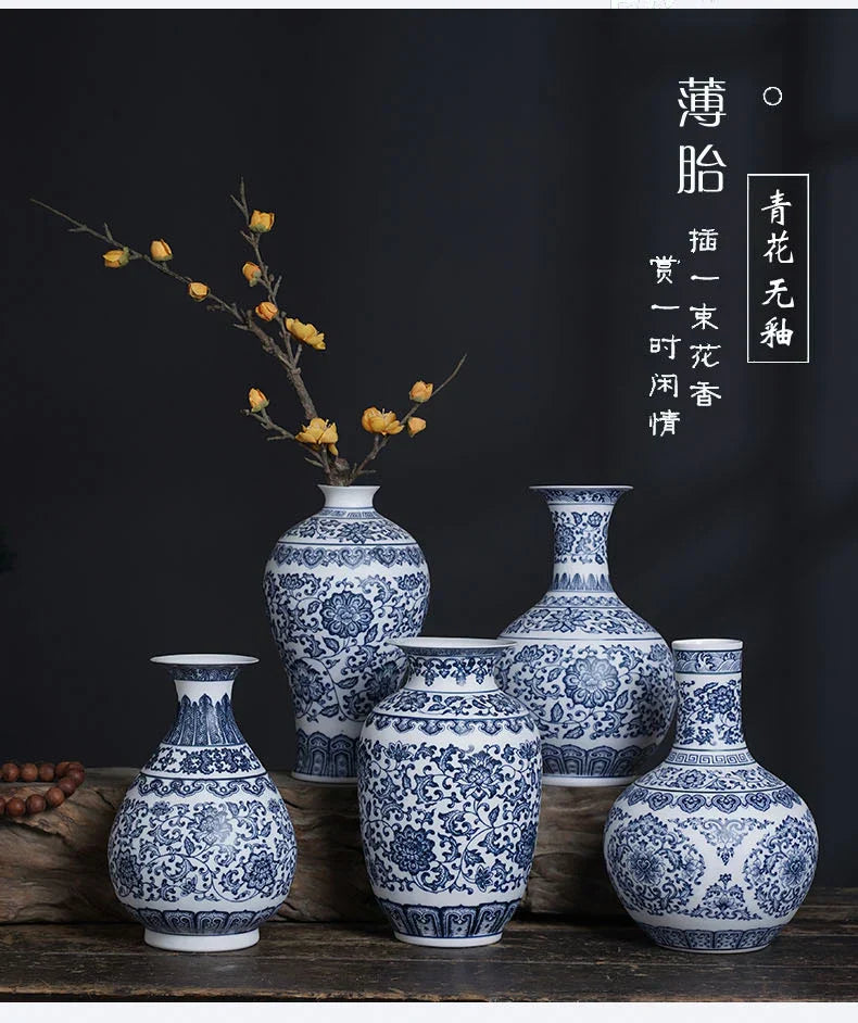 Blue and White Ceramic Vase - Elegant Home Decor - Vase