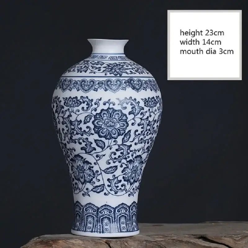 Decorbites™ blue and white ceramic vase featuring intricate floral patterns for elegant home decor