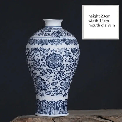 DecorBites blue and white ceramic vase with intricate floral patterns elegant home decor centerpiece