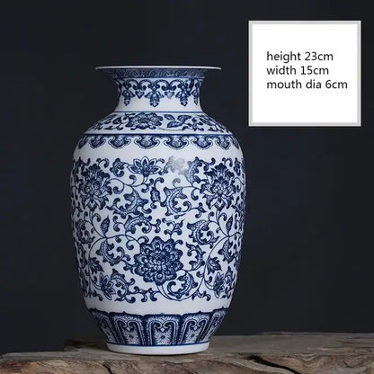 DecorBites™ blue and white ceramic vase featuring intricate floral patterns for elegant home decor