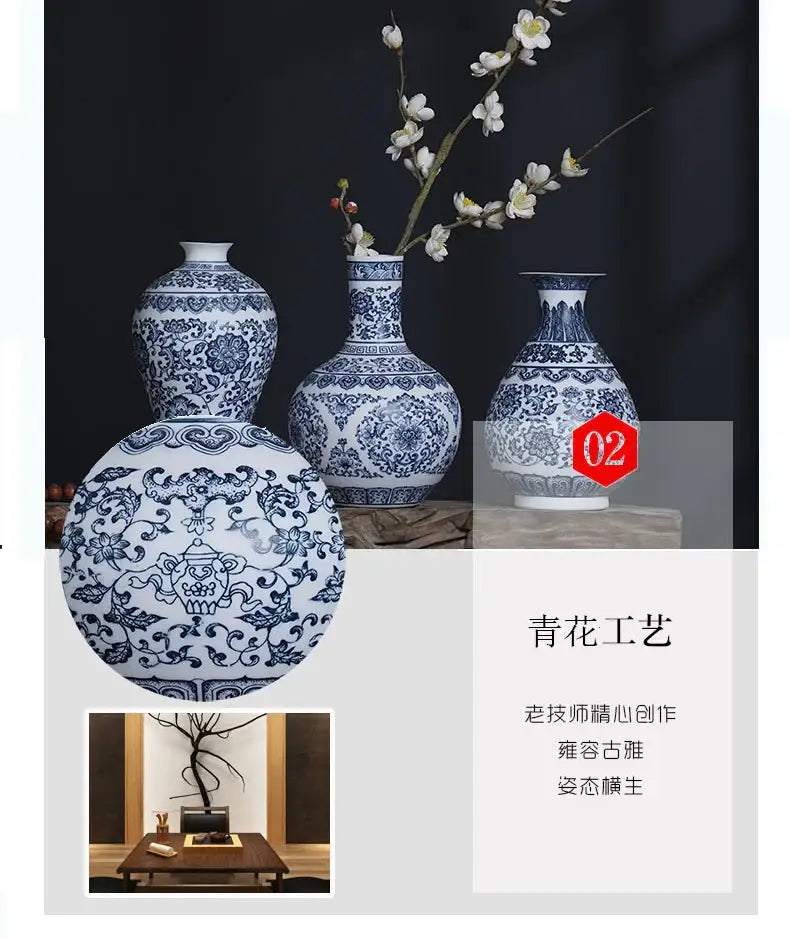 DecorBites blue and white ceramic vase featuring intricate floral patterns for elegant home decor display