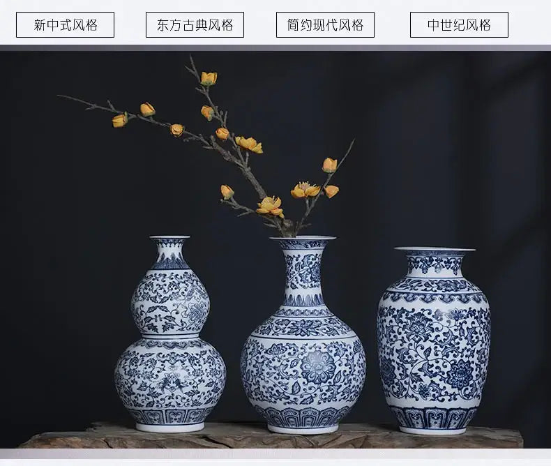 Blue and White Ceramic Vase - Elegant Home Decor - Vase