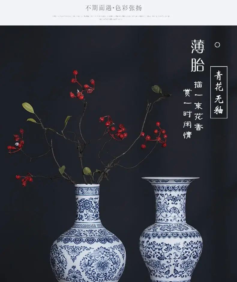 Blue and White Ceramic Vase - Elegant Home Decor - Vase