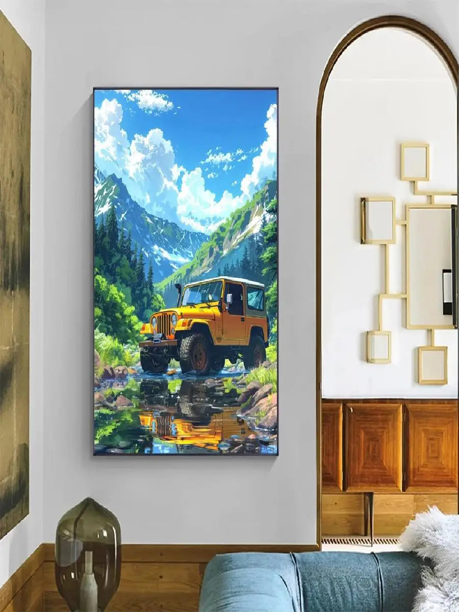 ’Blue Beach Cabin Forest Canvas Wall Art’ - Posters