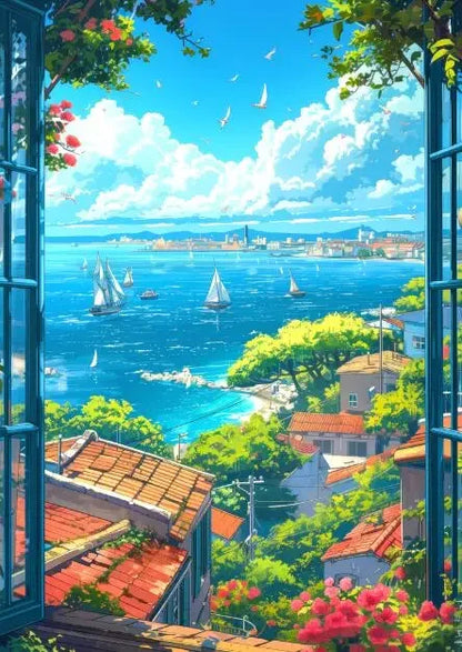 ’Blue Beach Cabin Forest Canvas Wall Art’ - P5 / 20x30cm No Frame - Posters