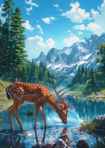 ’Blue Beach Cabin Forest Canvas Wall Art’ - P11 / 40x60cm No Frame - Posters