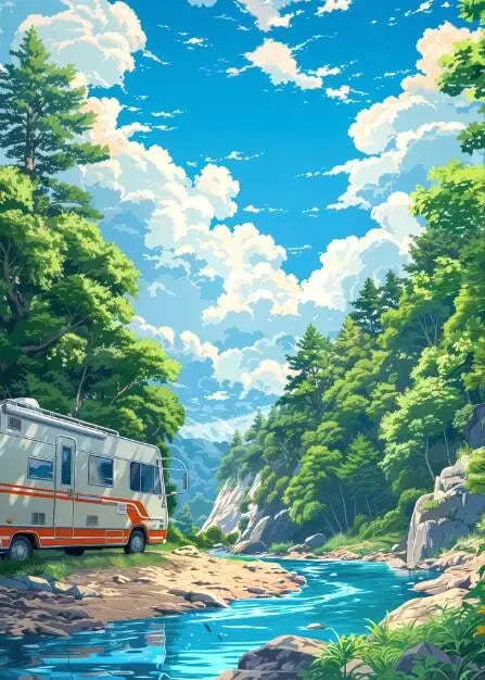 ’Blue Beach Cabin Forest Canvas Wall Art’ - P19 / 40x60cm No Frame - Posters