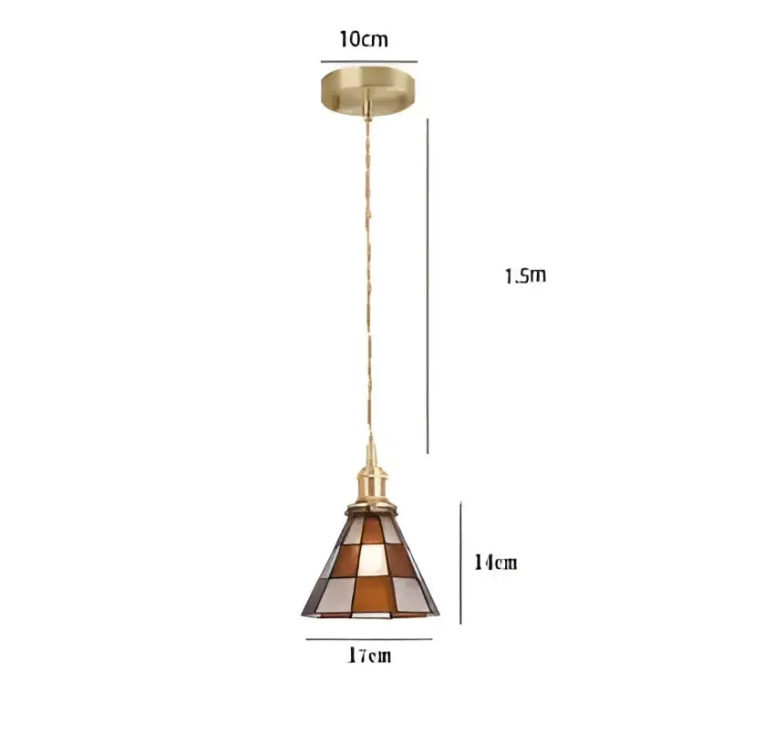 A brass-finished pendant light with amber and clear stained glass shade for bedroom decorbites blue glass pendant
