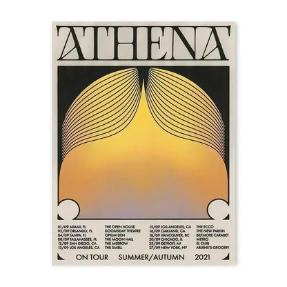 A sleek black and yellow abstract print poster featuring japanese abstract lines for decorbites™ summer tour design