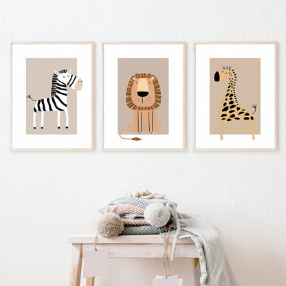 Bohemian Jungle Animal Toddler Canvas Set - Posters