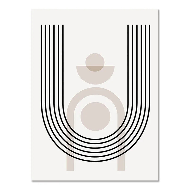 Boho Geometric Line Canvas Wall Art - 02 / 50x70cm No Frame - Posters