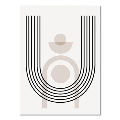 Boho Geometric Line Canvas Wall Art - 02 / 50x70cm No Frame - Posters