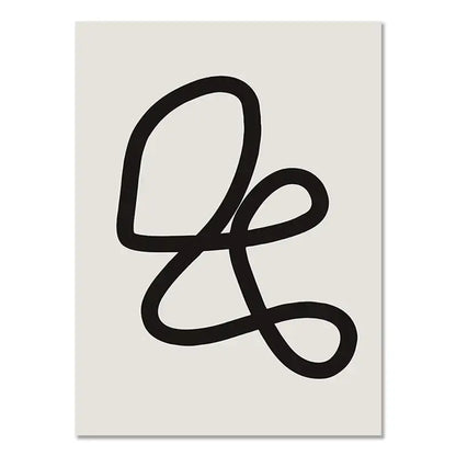 Decorbites™ boho geometric line canvas wall art featuring black abstract geometric line design on beige canvas