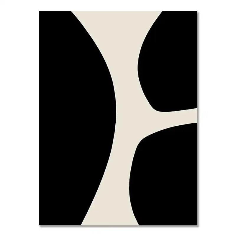 Decorbites™ boho geometric line canvas wall art featuring black and cream abstract print with bold flowing organic shapes