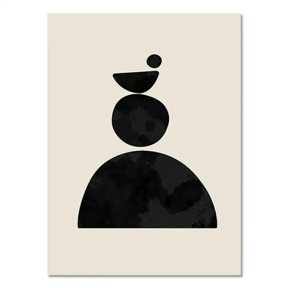 Decorbites™ boho geometric line canvas wall art featuring minimalist black stacked circles on beige background