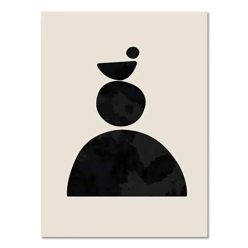 Decorbites™ boho geometric line canvas wall art featuring minimalist black stacked circles on beige background
