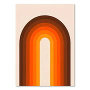 Decorbites™ boho sunset art prints featuring minimalist concentric arched bands in warm tones for living room decor