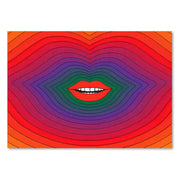 Decorbites™ boho sunset art prints featuring vibrant red lips and concentric bands for living room canvas painting