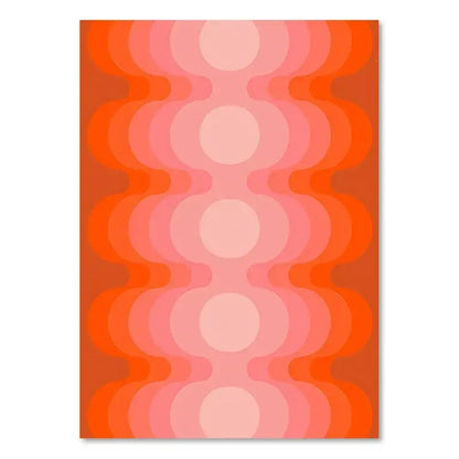 DecorBites™ boho sunset art print featuring vibrant orange and pink concentric circles for living room decor