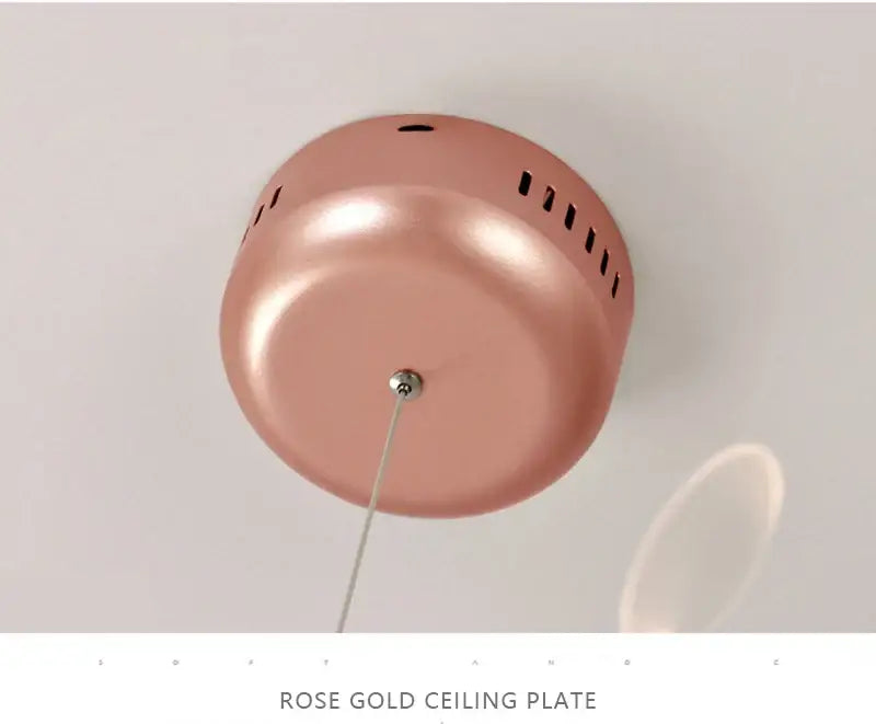 Rose gold ceiling plate with ventilation slots for DecorBites™ branch design nordic chandelier rose gold black
