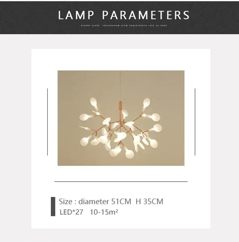DecorBites branch design nordic chandelier with rose gold black frame and frosted glass lampshades in minimalist style