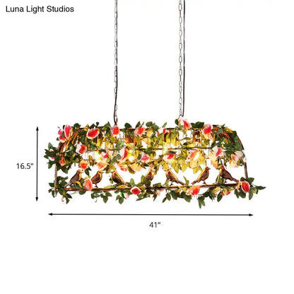 Decorbites brass birdcage light fixture with floral design features artificial roses birds and e26 e27 bulbs suspended by chains