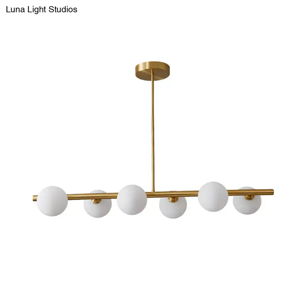 Decorbites brass island pendant ceiling light with five frosted glass globes for dining room lighting